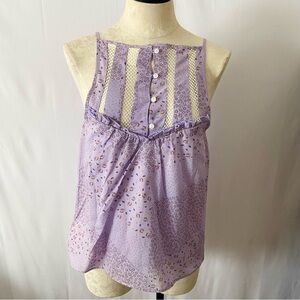 Maeve Anthropologie Martel lavender floral high neck blouse top shirt NWOT small